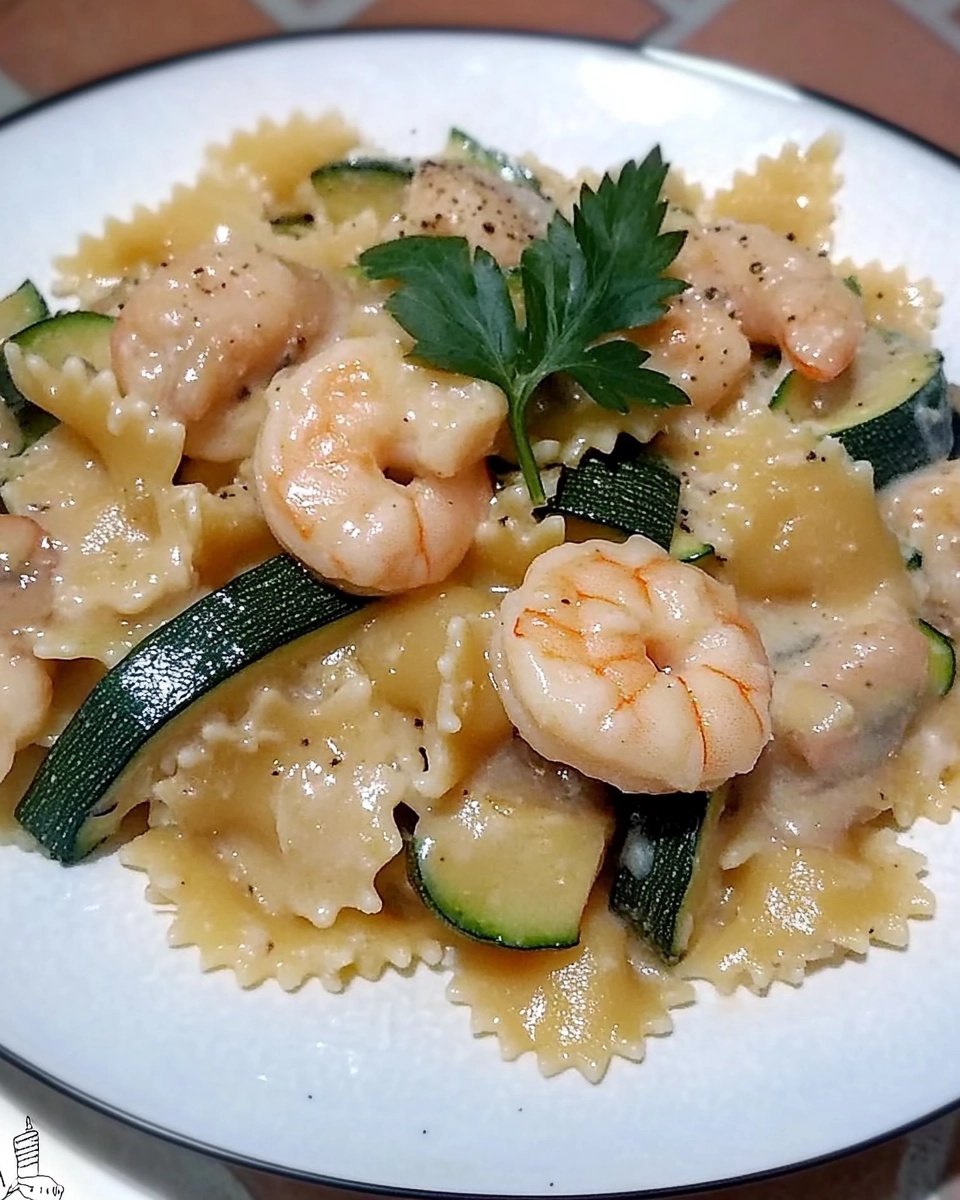 Pasta Cremosa con Zucchine, Gamberi e Philadelphia